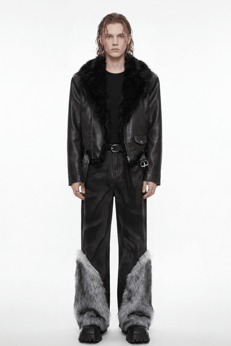 Faux Fur Trim Wide Pants na2379