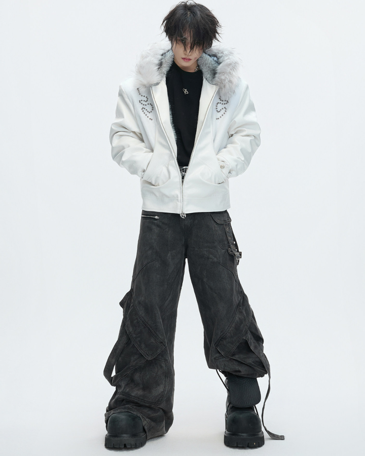 【ArguE CulturE】Back Stud Leather Hood Jacket na2291