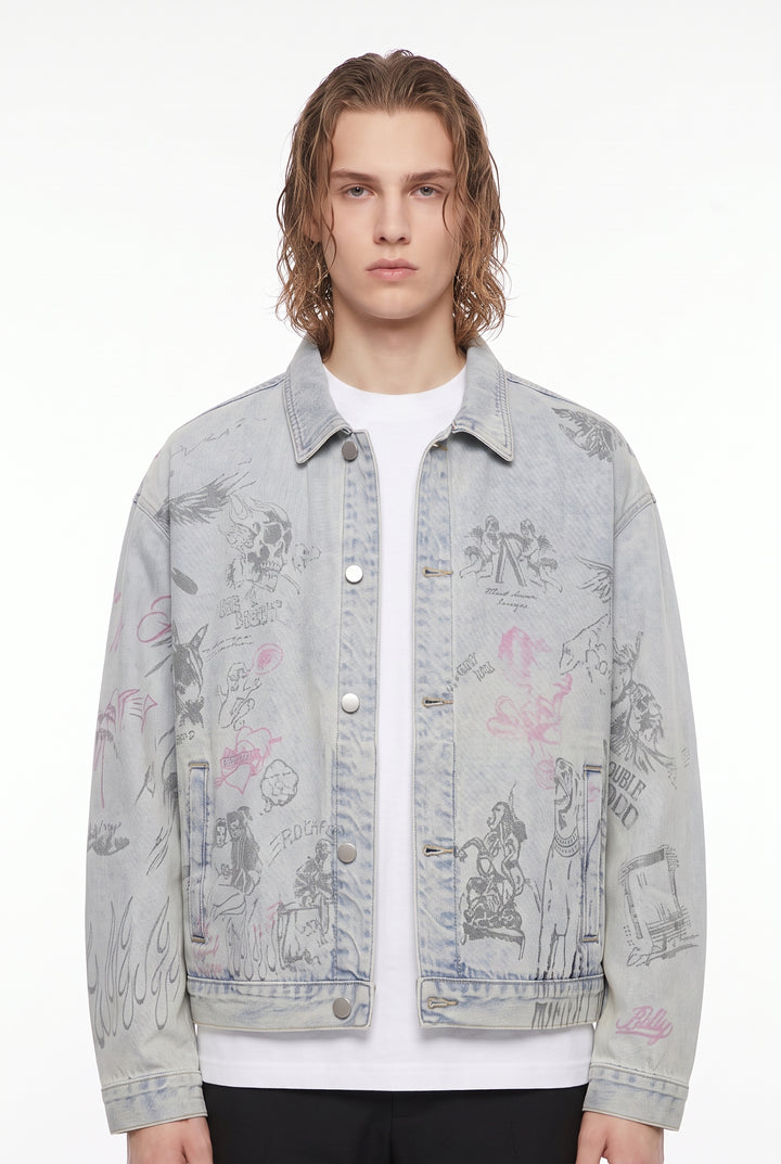 Graphic Denim Jacket na2806