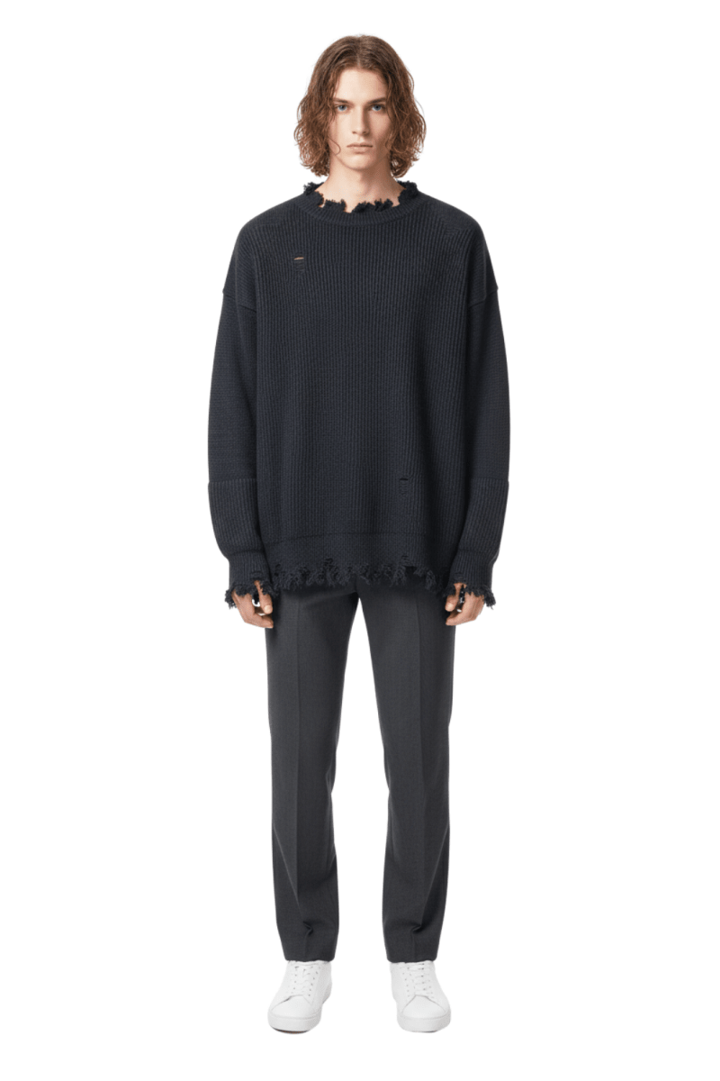 Frayed Hem Oversized Knit Sweater na2415