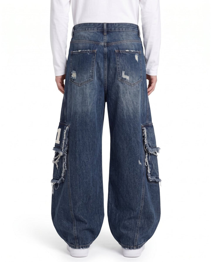 Distressed Cargo Jeans na3220