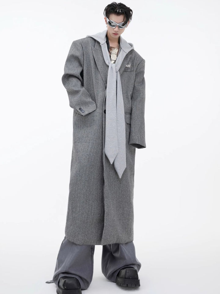 【CulturE】tweed coat loose long coat na1582