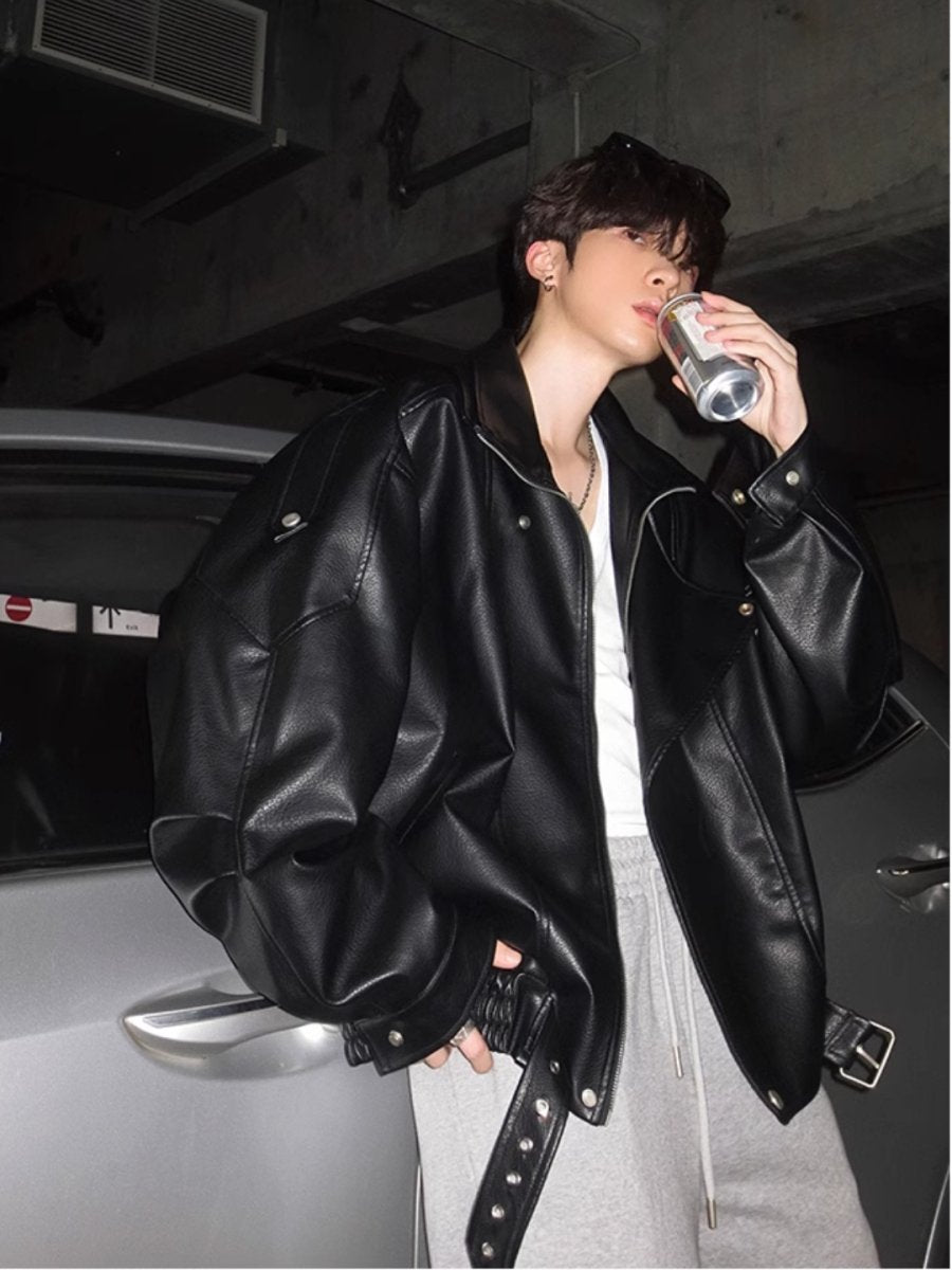 【JH HOMME】Black biker style jacket  na1561