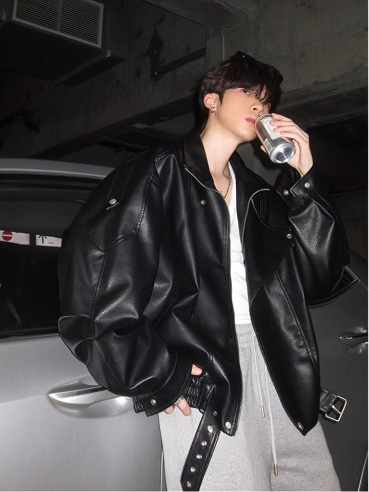 【JH HOMME】Black biker style jacket na1561