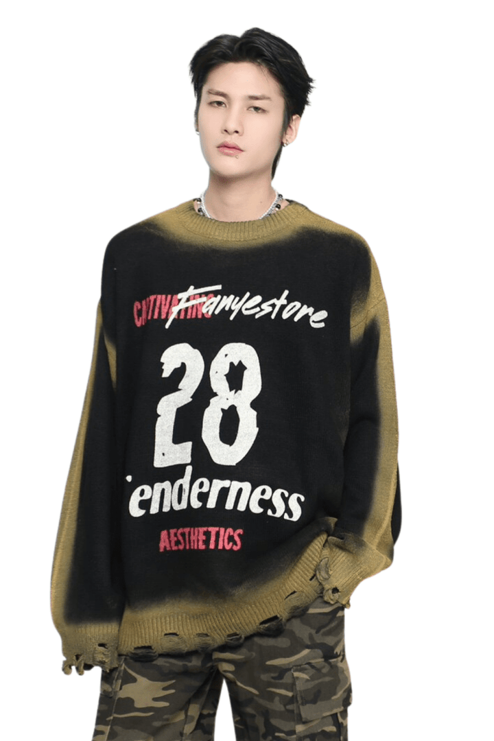 Oversized Number Graphic Knit na2459