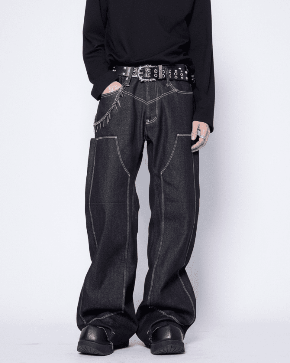 Embroidered Flare Denim Pants na2331