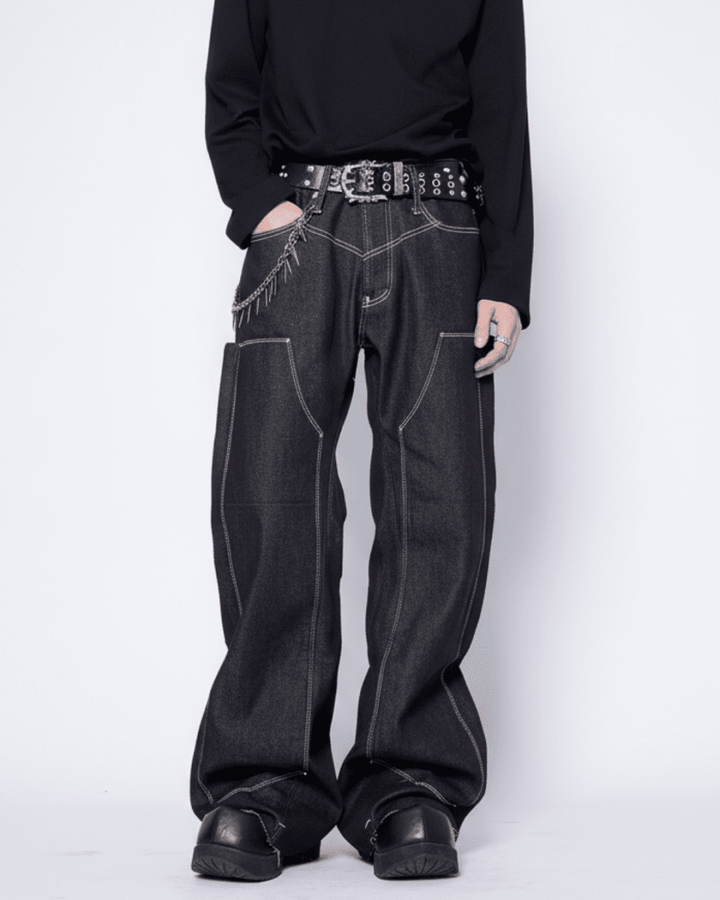 Embroidered Flare Denim Pants na2331