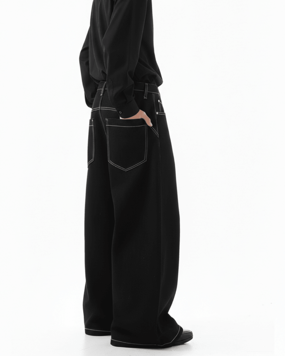 Studded Wide Black Denim na2334 