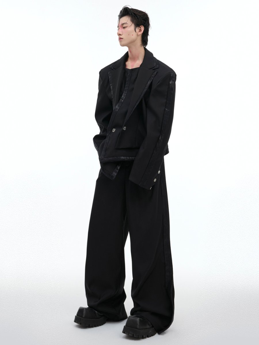 【CulturE】 Double Layered Irregular Jacket + Bottoms na1457 