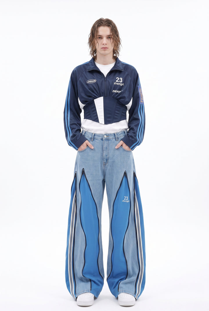 Patchwork Wide Jeans na2842