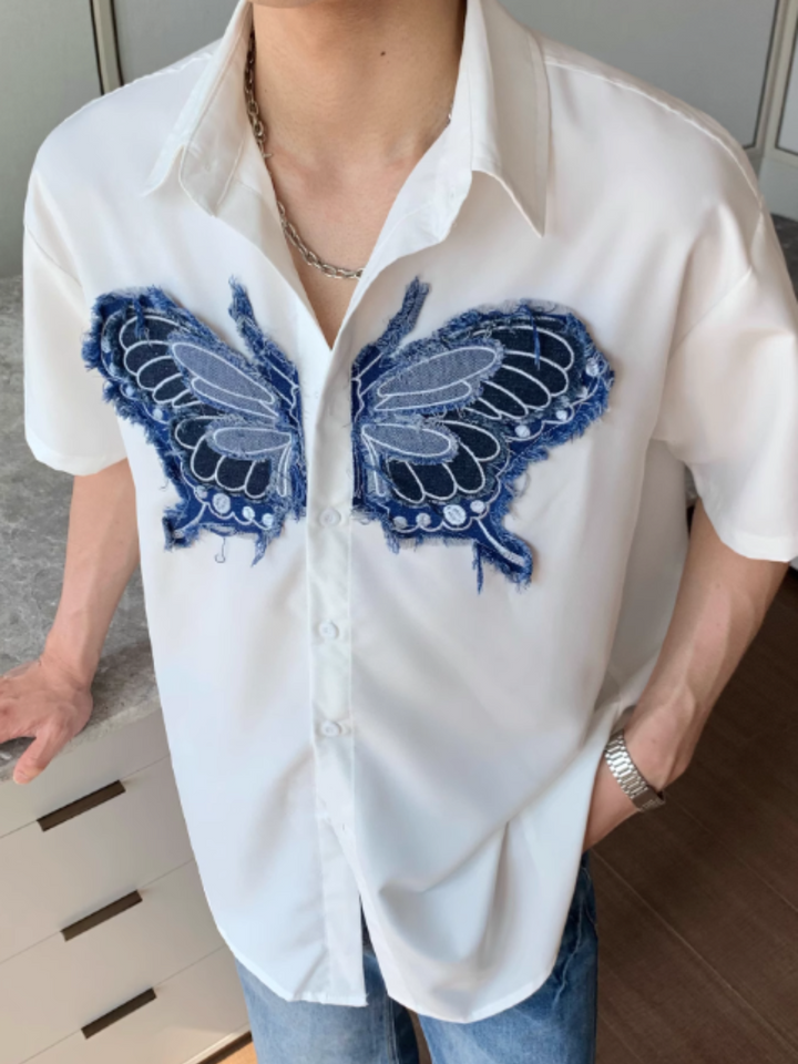 【CUIBUJU】Butterfly Casual Short Sleeve Shirt na1203
