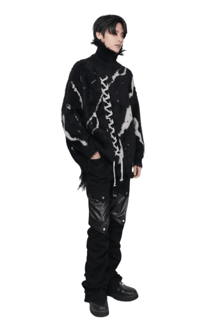 Punk Style Lace Knit Sweater na2457