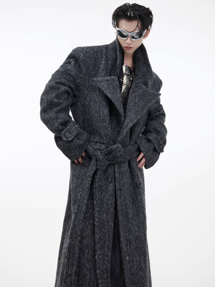 [CultureE] tweed loose long trench coat na1578