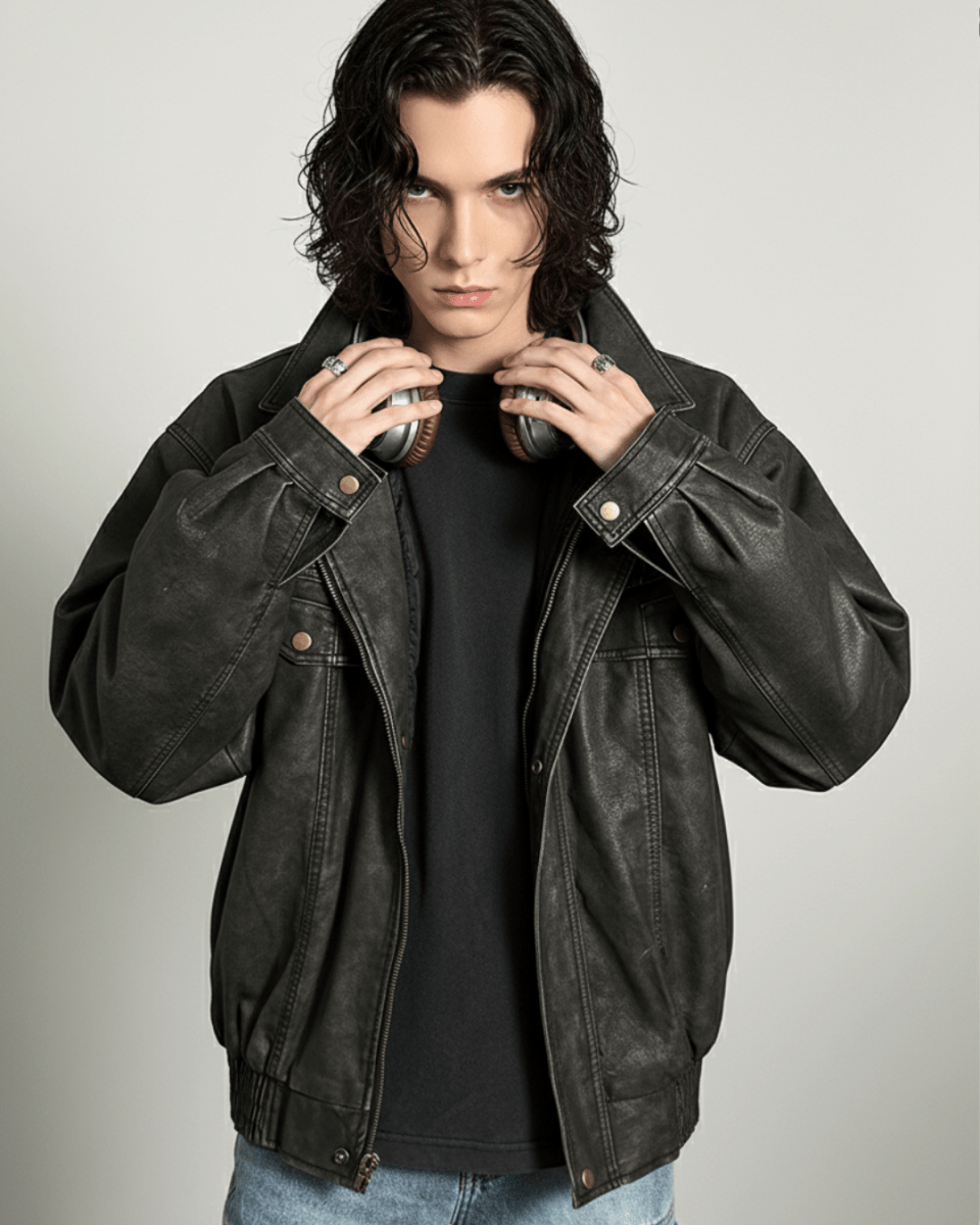 Vintage Brown Leather Truck Jacket  na2264