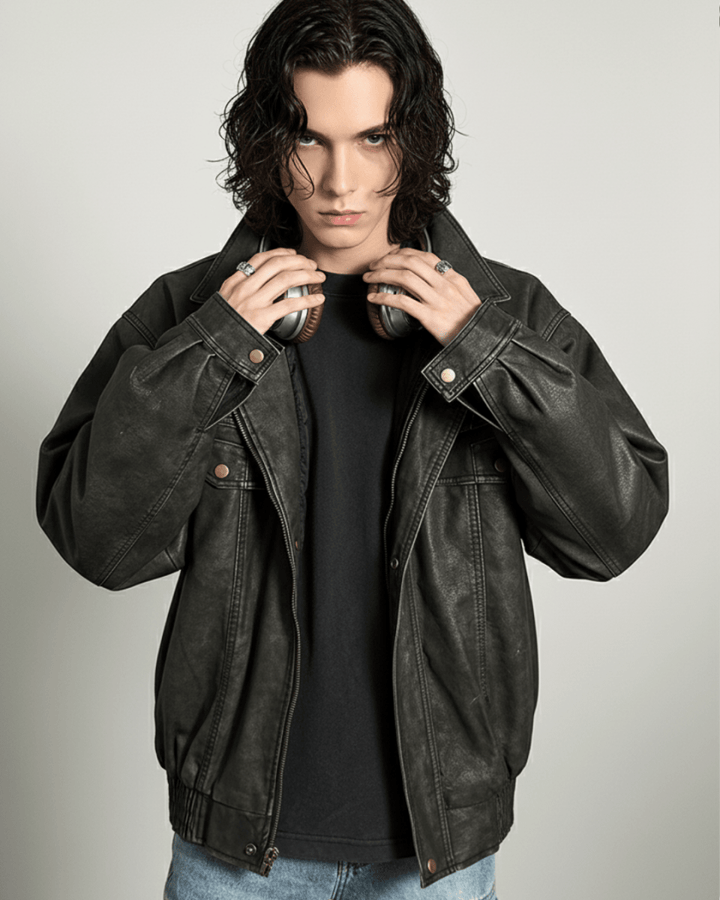 Vintage Brown Leather Truck Jacket  na2264