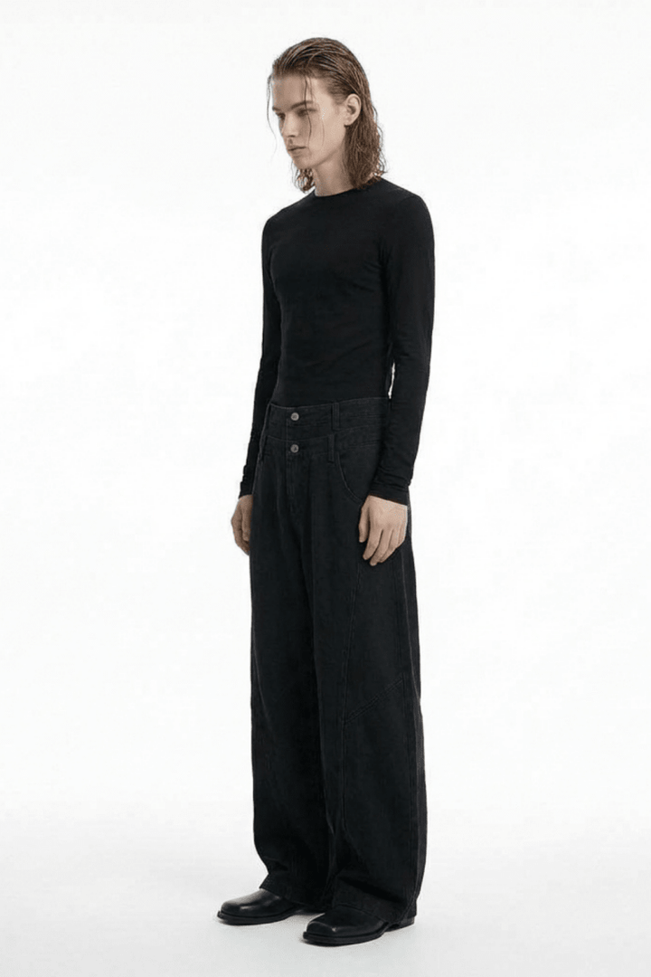 Graffiti Back-Print Balloon Wide Jeans na2356 