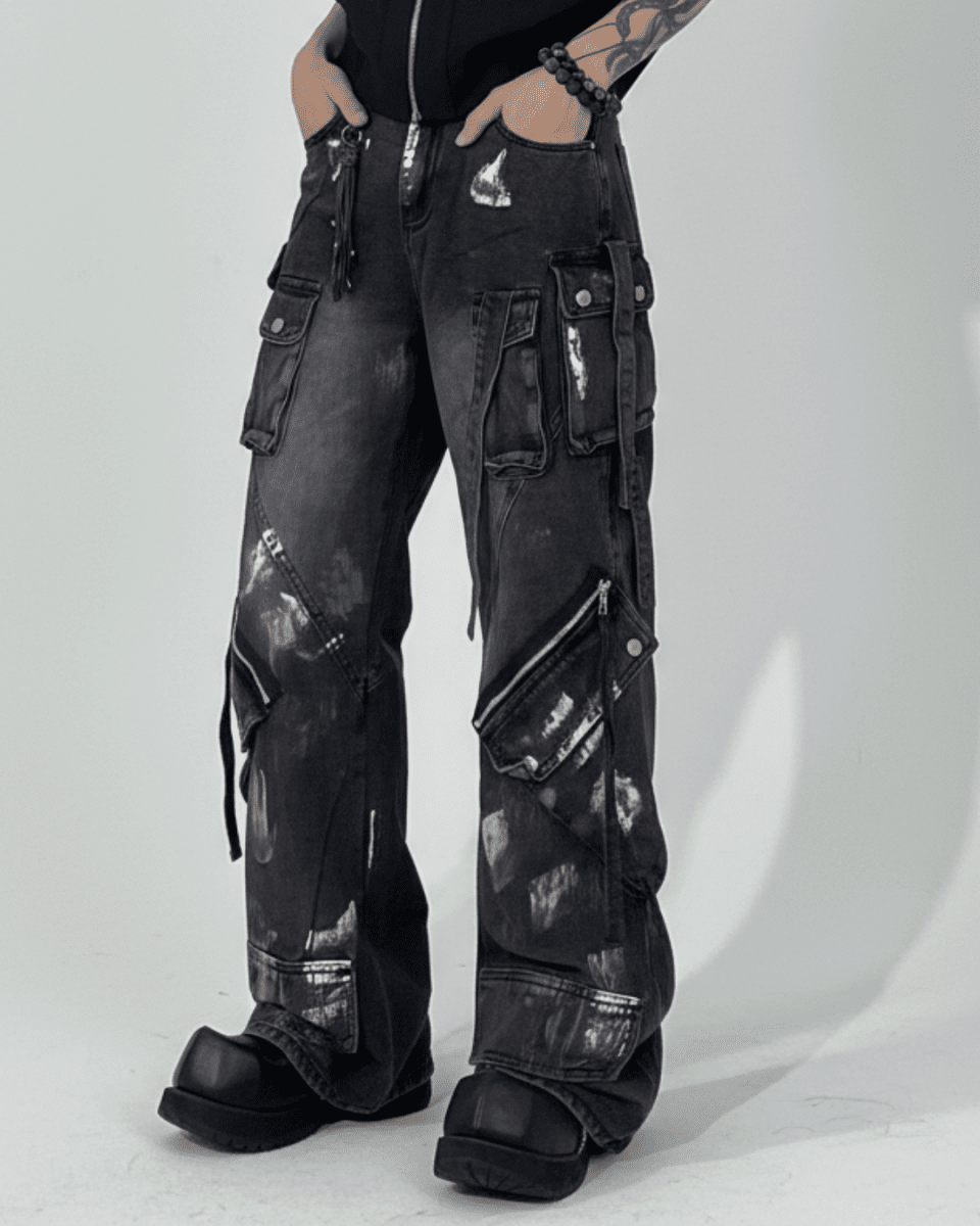 Industrial Paint Zip Cargo Denim na2335