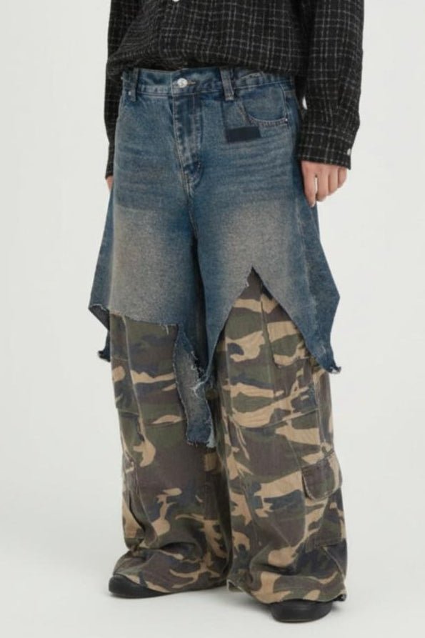 Layered Denim Pants   na2534