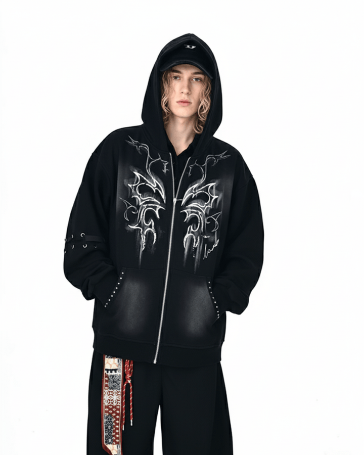 Y2K Tribal Zip-Up Hoodie na2249