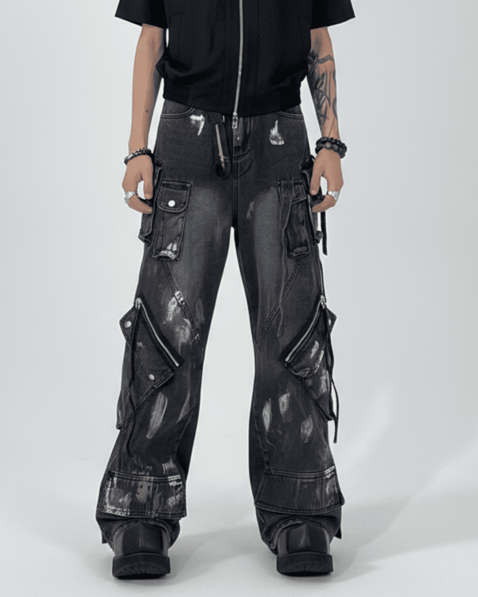 Industrial Paint Zip Cargo Denim na2335