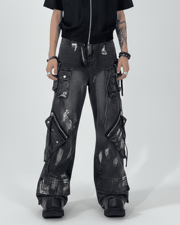 Industrial Paint Zip Cargo Denim na2335