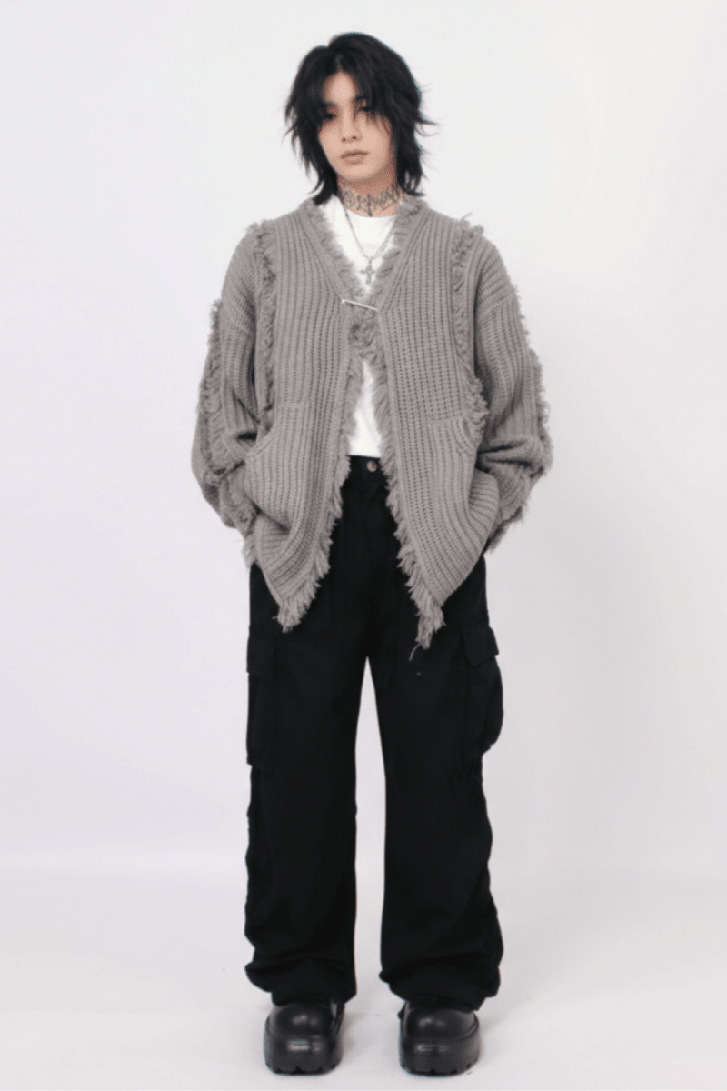 Distressed Knit Cardigan na2357