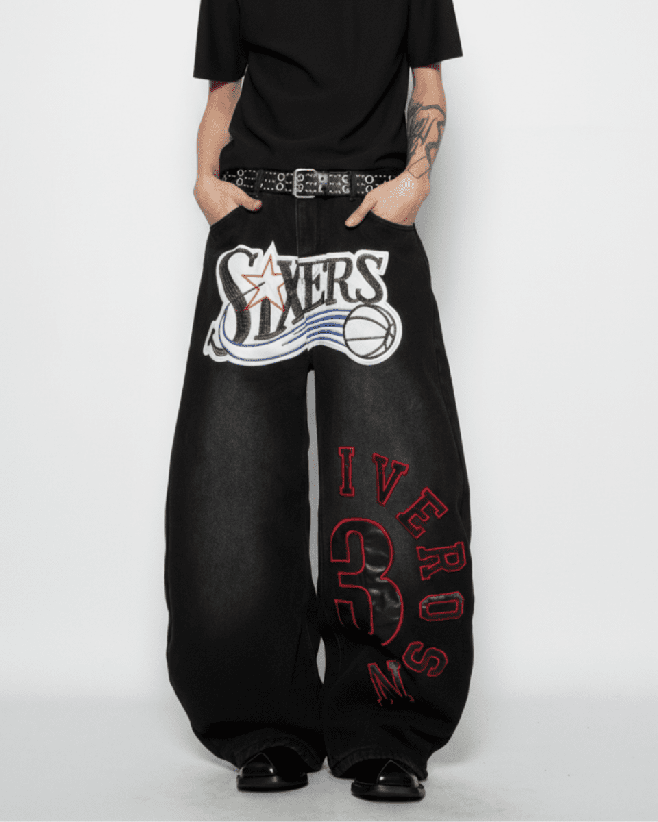 SIXERS Graphic Super Baggy Denim Pants na2336