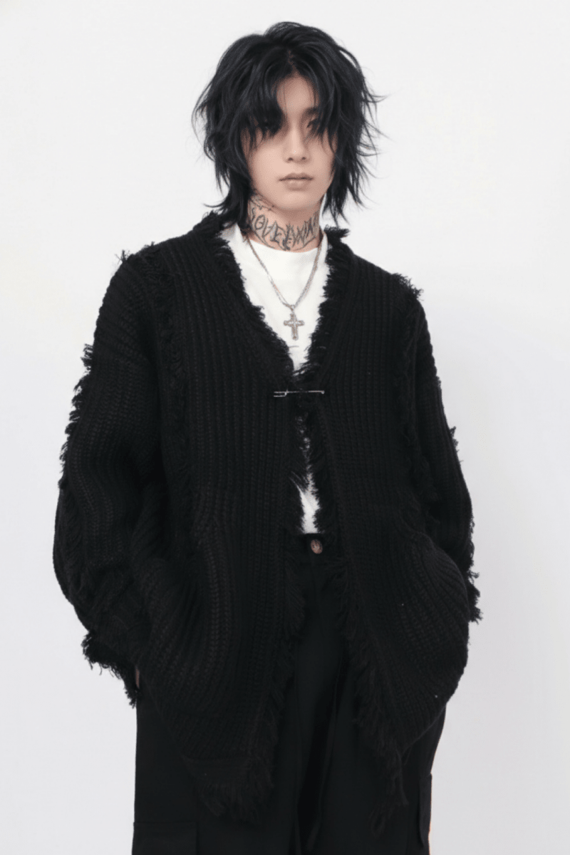 Distressed Knit Cardigan na2357