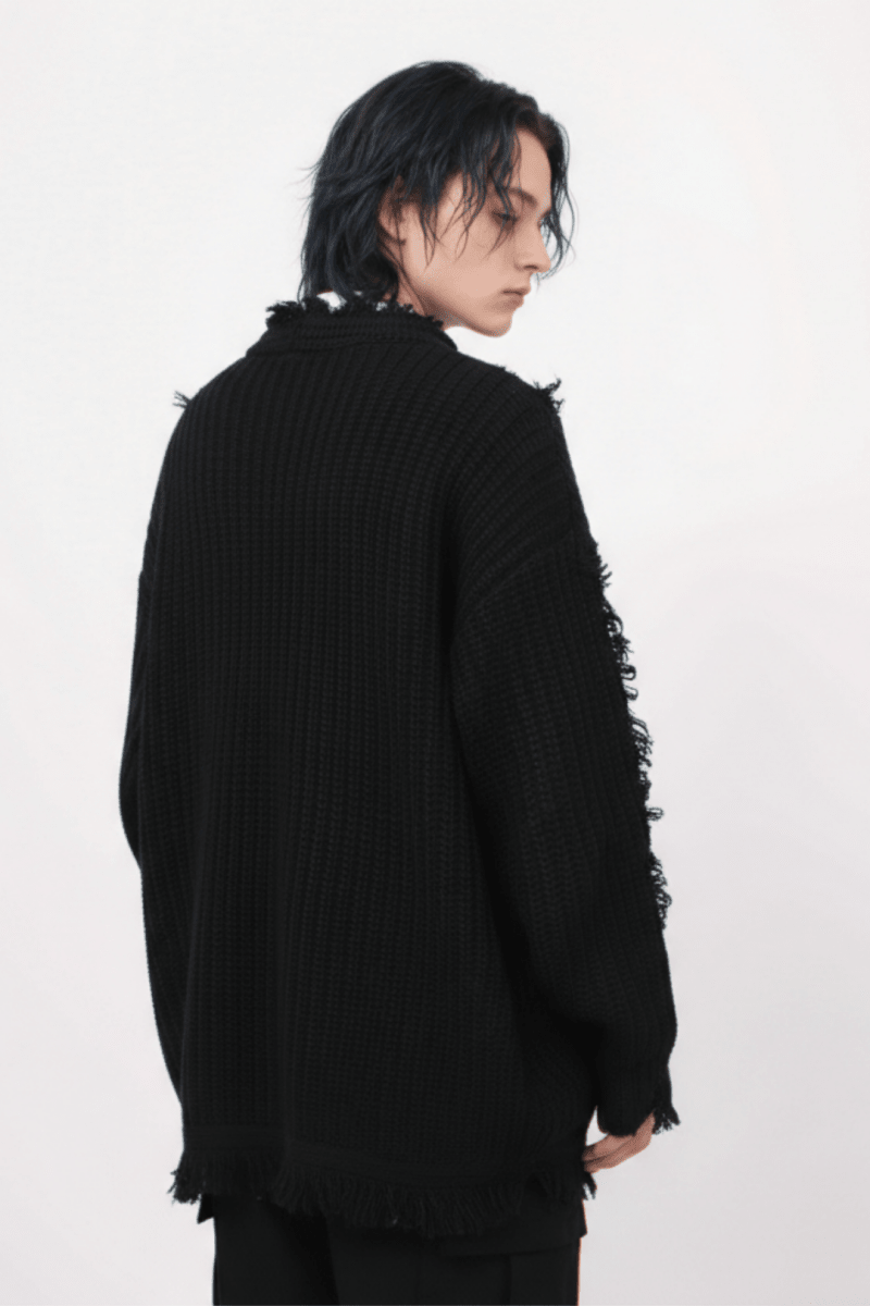 Distressed Knit Cardigan na2357