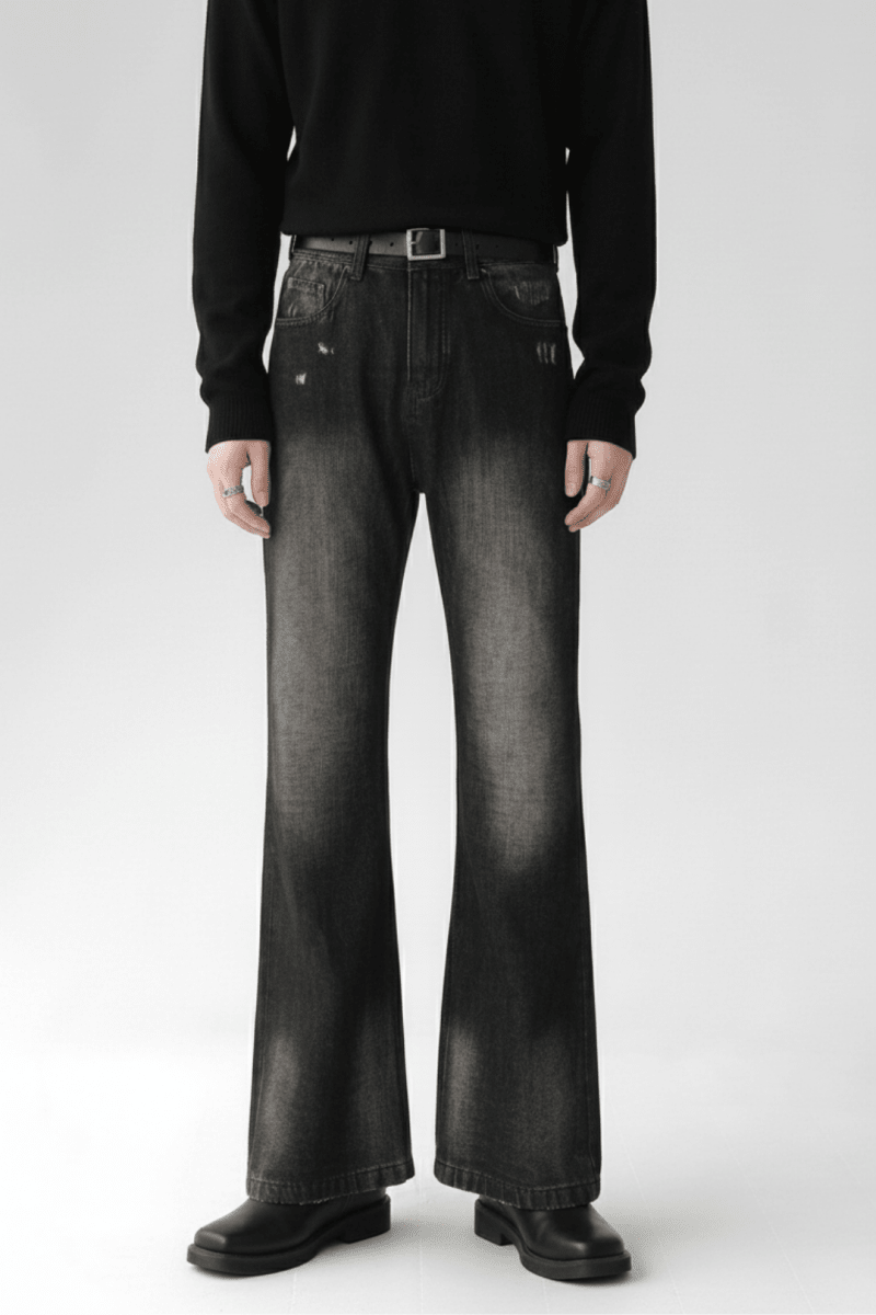 Grunge Wash Flare Jeans na2429
