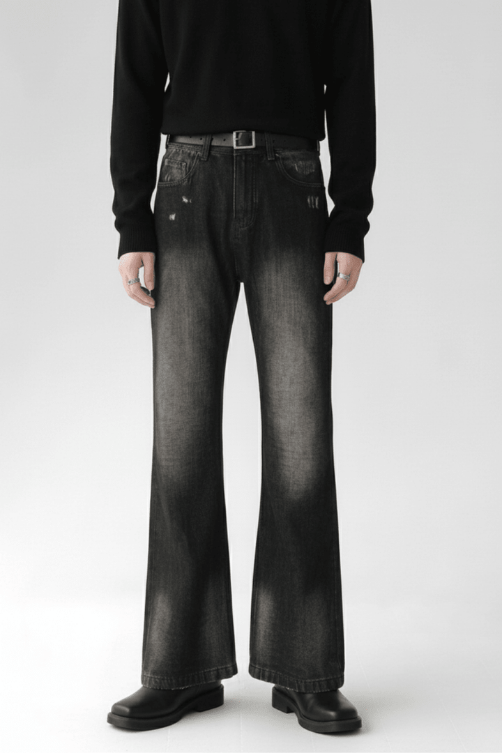 Grunge Wash Flare Jeans na2429