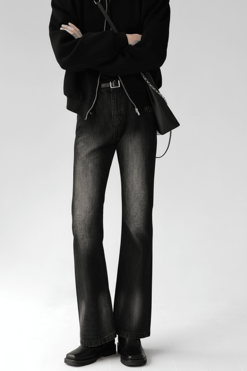 Grunge Wash Flare Jeans na2429