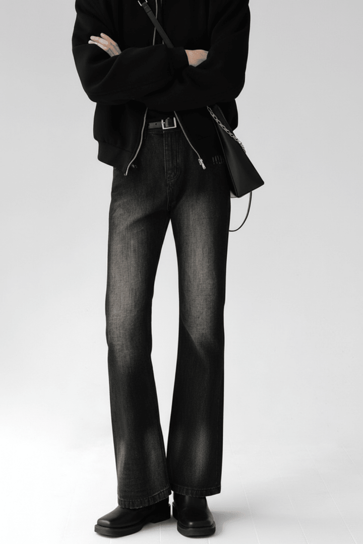 Grunge Wash Flare Jeans na2429