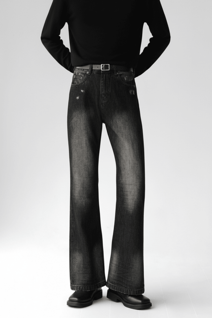 Grunge Wash Flare Jeans na2429