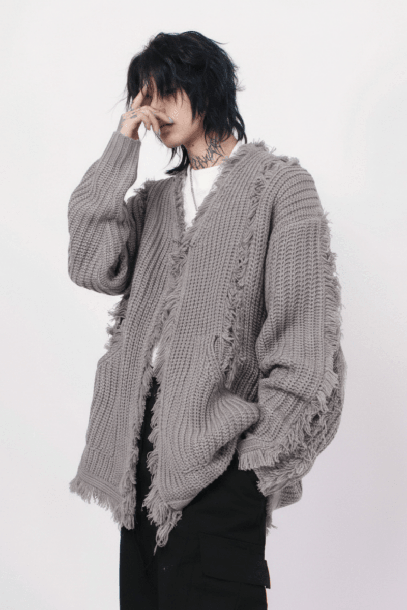 Distressed Knit Cardigan na2357