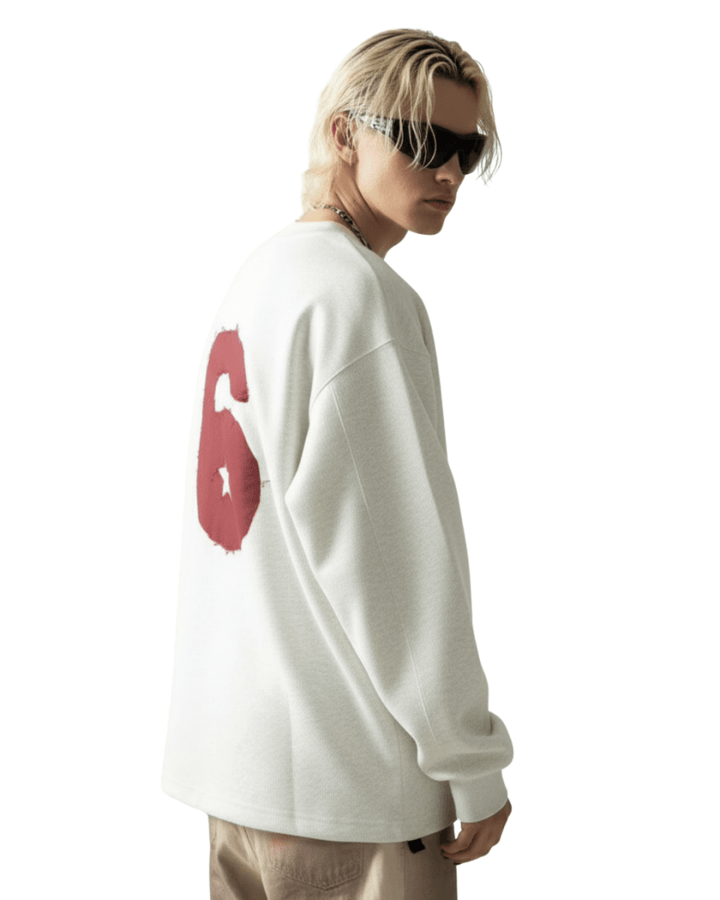 【Nanostudio】M-SIX 프린지 로고 크루넥 스웨트셔츠 na2205