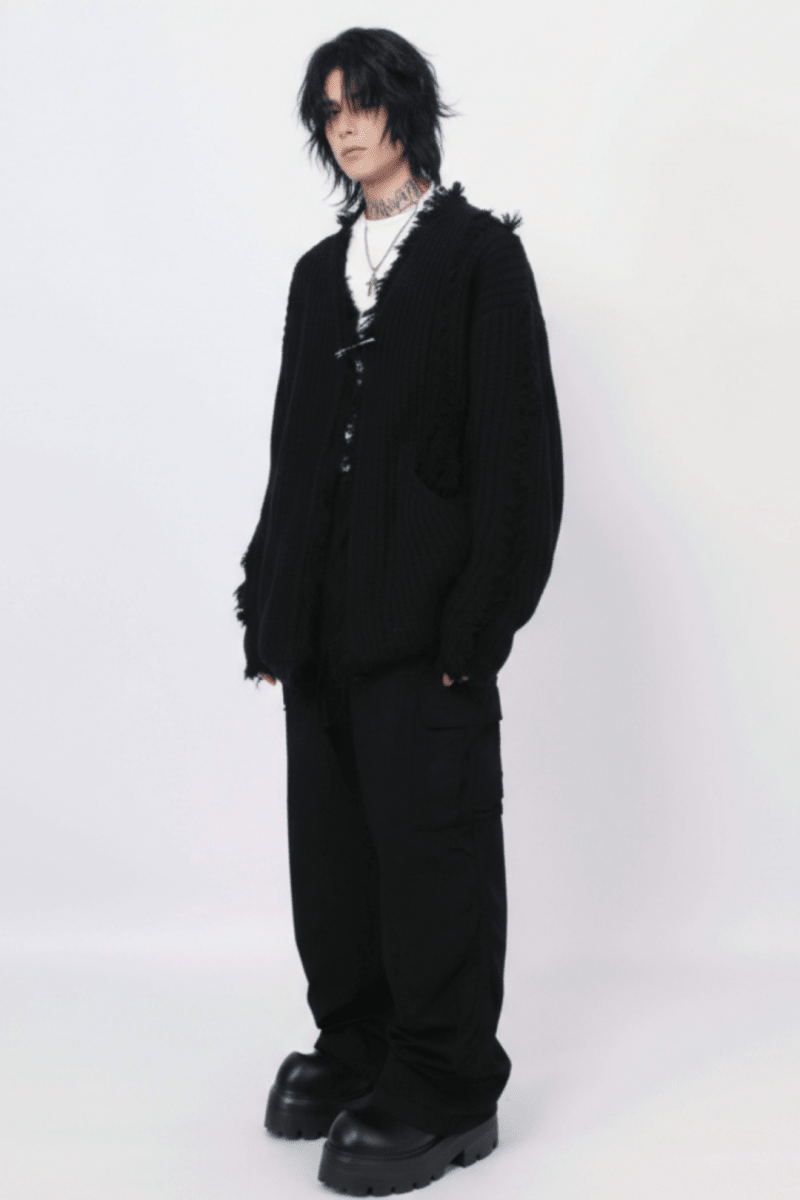 Distressed Knit Cardigan na2357