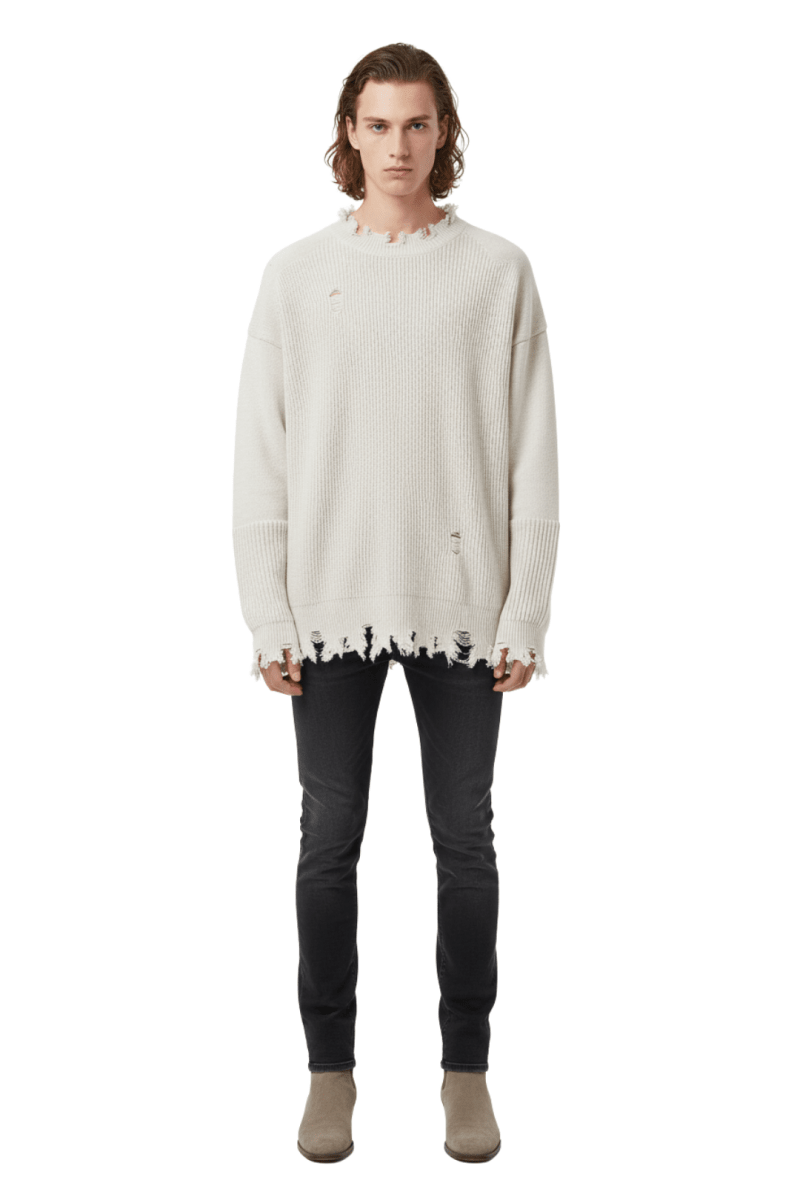 Frayed Hem Oversized Knit Sweater na2415