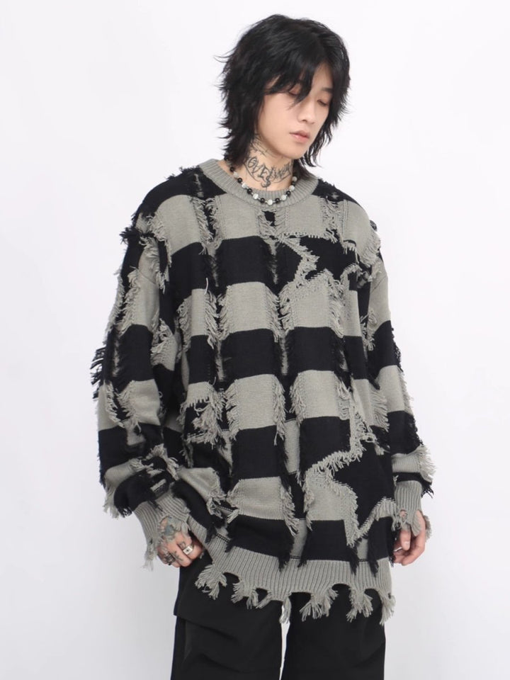 【Mz】 holes striped casual knitwear na1476