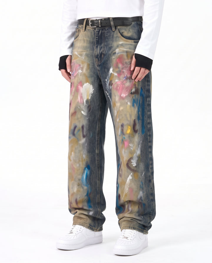 Painted Wide Jeans na3190