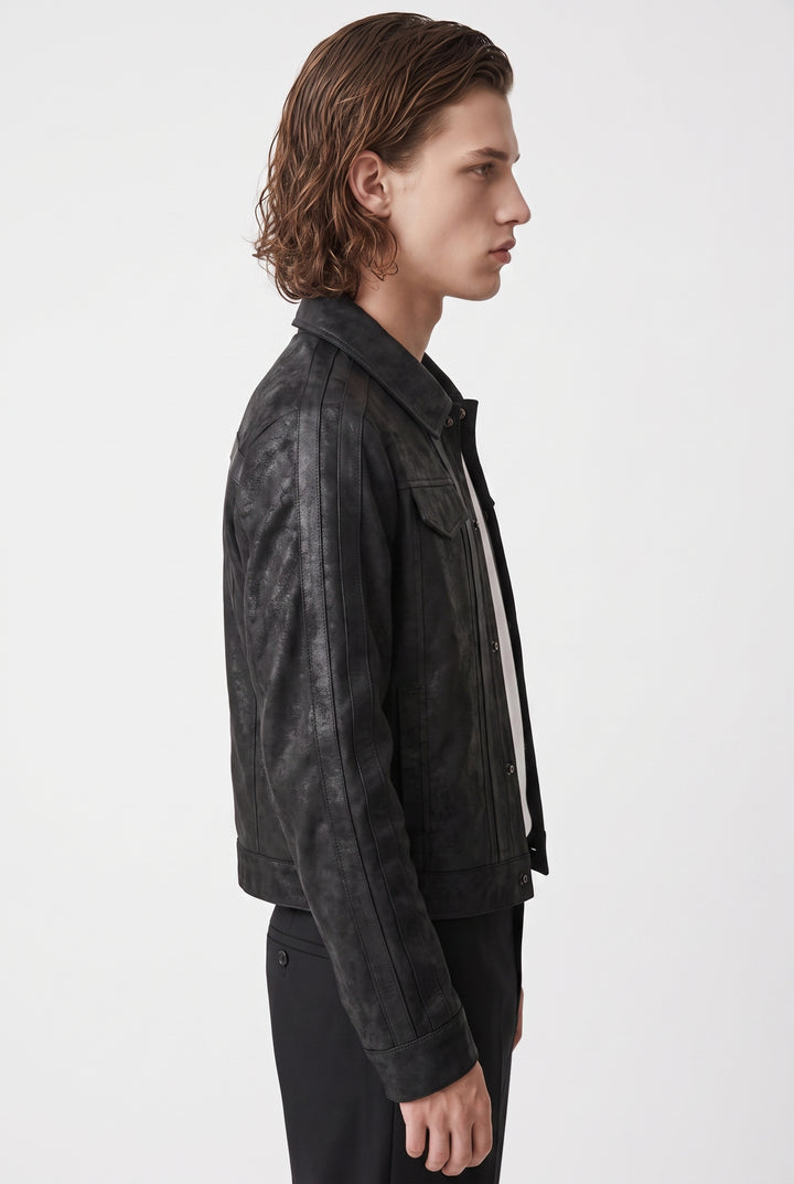 Cropped Leather Jacket na2787