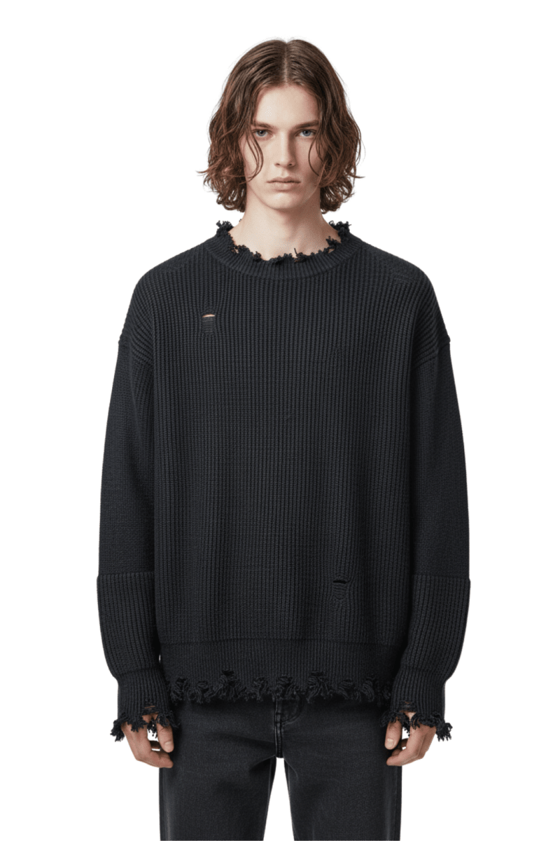 Frayed Hem Oversized Knit Sweater na2415