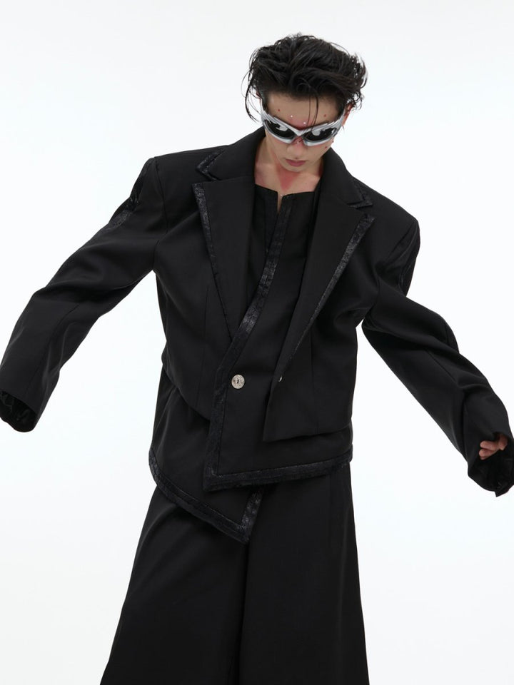 【CulturE】 Double Layered Irregular Jacket + Bottoms na1457 