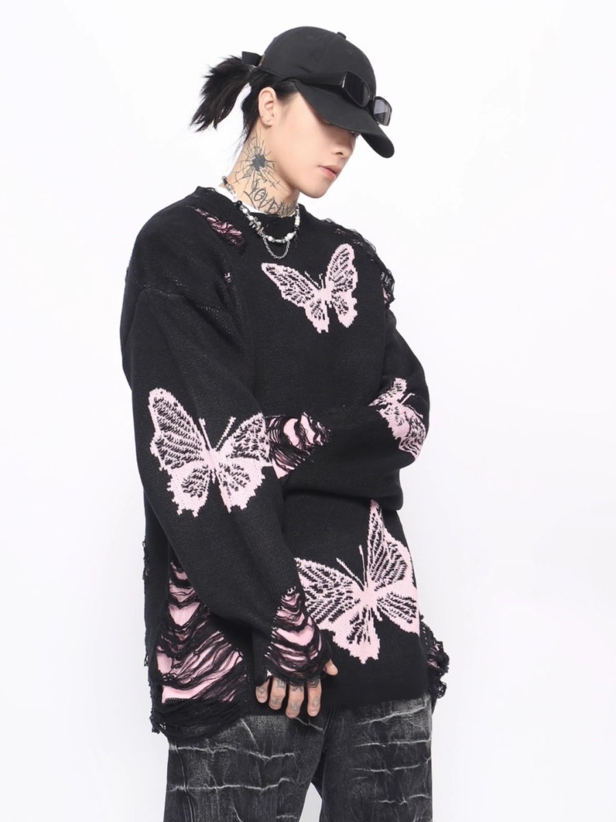 【Mz】broken holes design oversize knit  na1545