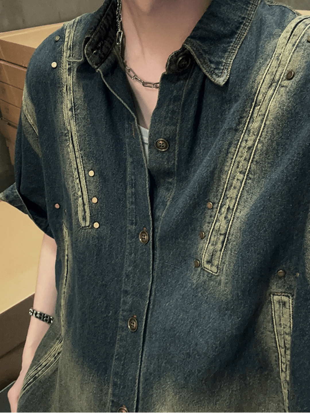【JH HOMME】loose casual design denim shirt na1250