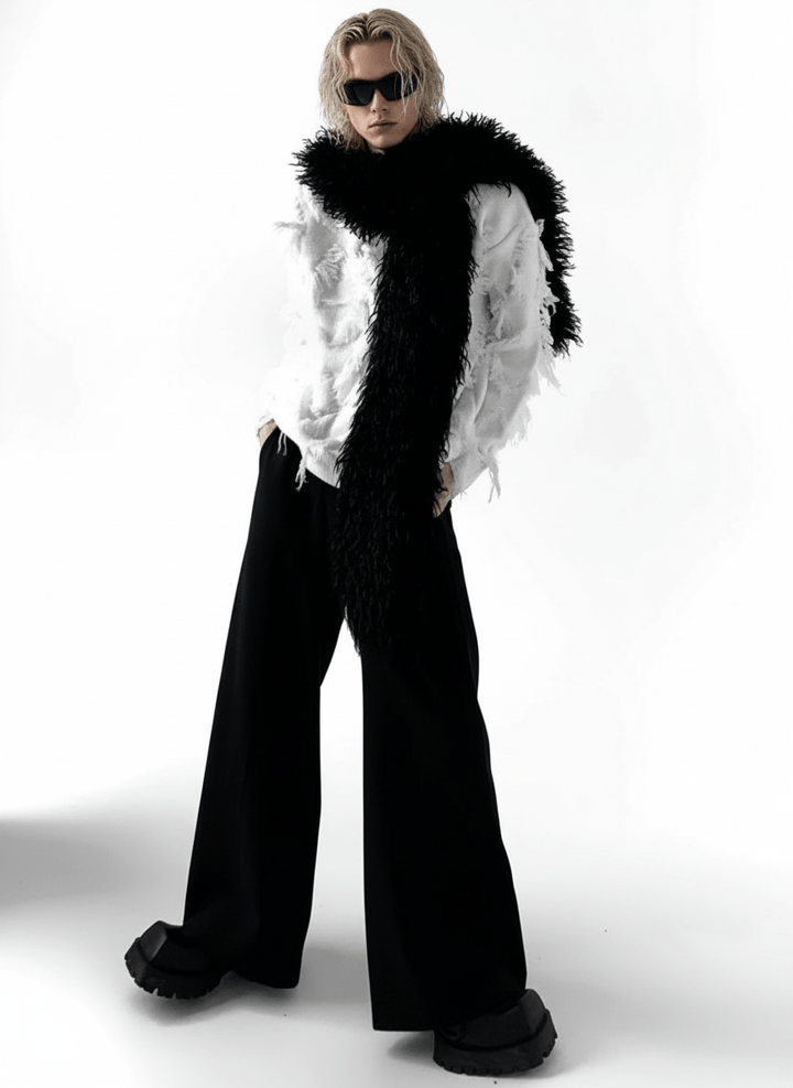 [AutumnWind] black soft long fur scarf na1604