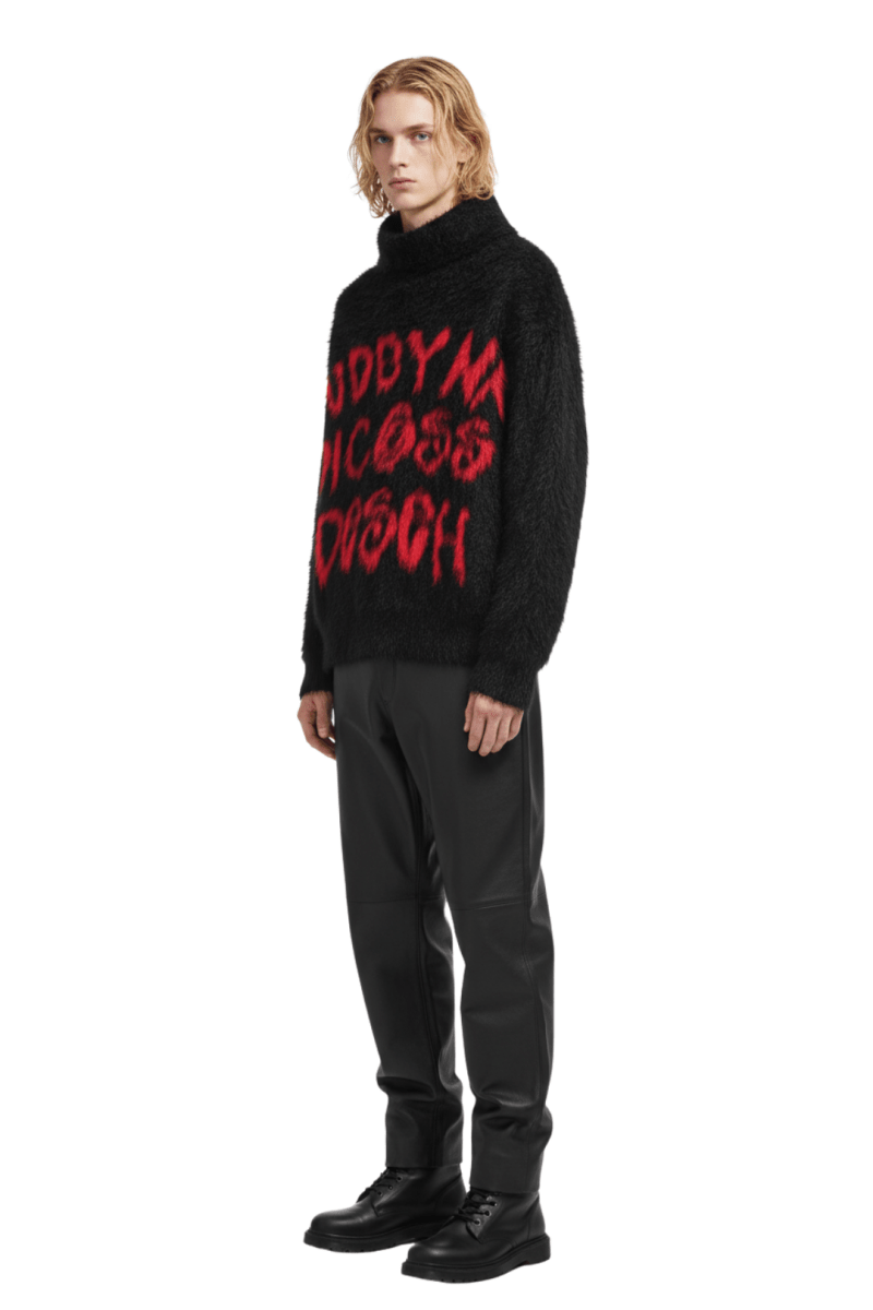 Fuzzy Statement Knit Pullover na2410