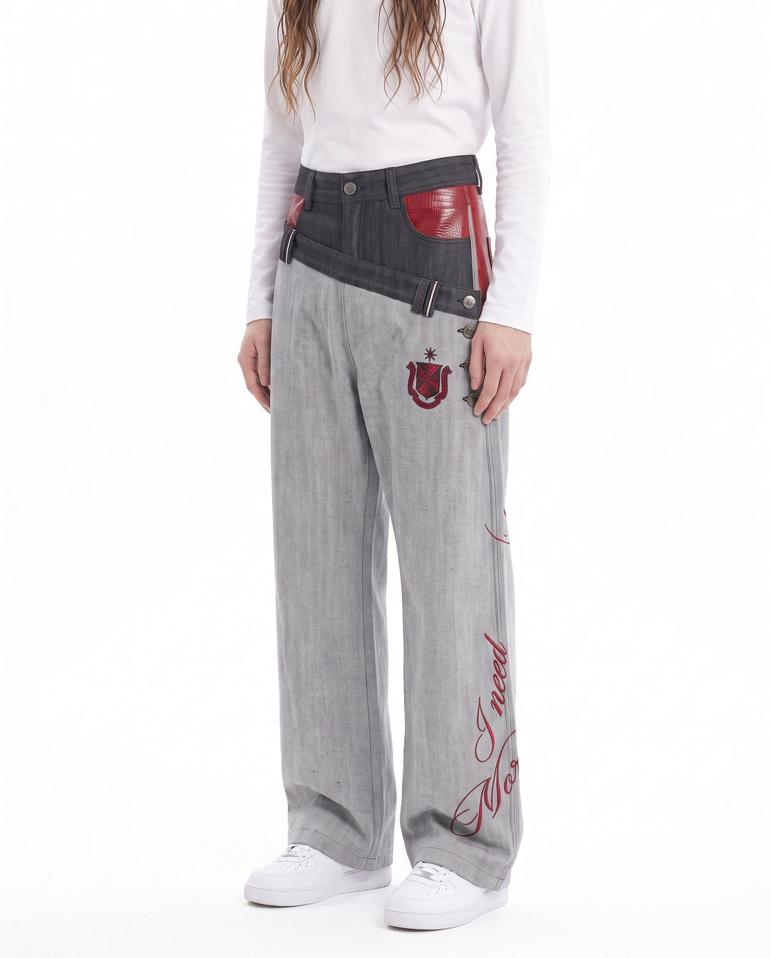 Patchwork Wide Jeans na3060