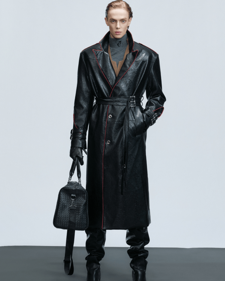 [ArguE CulturE] Noir Blade Leather Trench na2258