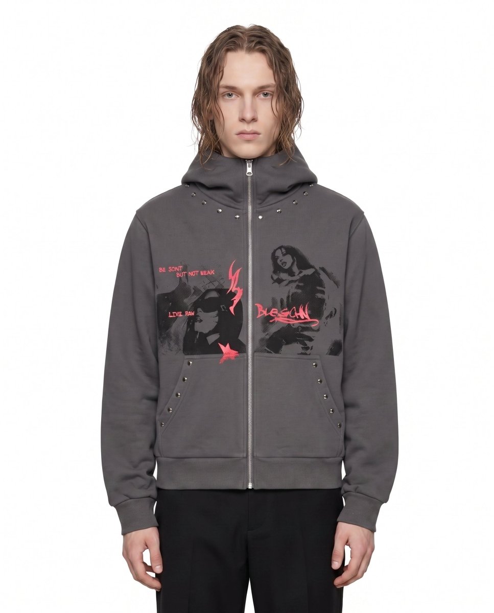 Studded Zip Hoodie na3021